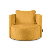 RAGGI Drehsessel – Senfgelb – Chenille-Stoff – Bonellfedern – T30-Schaumstoff – 360 Grad Drehmechanismus