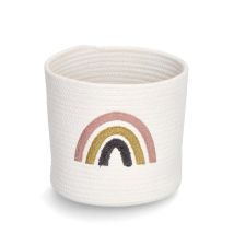 Geflochtener Aufbewahrungskorb – Ø 25 cm – Höhe 22 cm – Weiß – Polyester