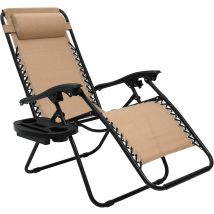 Liferun Klapperdeckstuhl Mit Verstellbarem Kopfkissen Und Rückenlehne, Entspannende Liege Für Das Mittagessen Pause Mit Tassenhalter, Ergonomisch Und 
