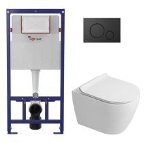 Pack Wc Bastidor Sat + Wc Sin Brida Ceramia Pixl Con Asiento Softclose + Placa Negra (stcepxwt03-in)