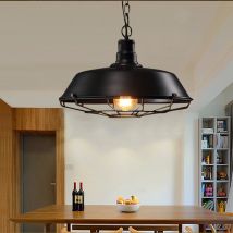 Lámpara Colgante, Vintage Lámpara De Techo Con Ø26cm Pendiente, Rústico Iluminación En Industrial Estilo Con Cadena De Hierro Edison E27 Base Para 