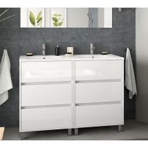 Mobile A Terra Arenys Cm. 120 Con Lavabo Bianco Lucido Di Salgar