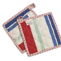 Brandani Oceano Set 2 Presine Quadrate Cotone Onde E Righe