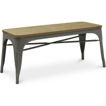 Banco - Diseño Industrial - Madera Y Metal - Stylix