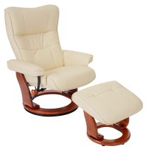 Jamais Utilisé] Robas Lund Fauteuil Relax Montreal, Fauteuil De Télévision, Tabouret, Cuir, Charge 130kg, Crème, Doré