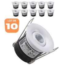 Lot De 10 Minis Spots Led Orientables 1w Blanc Naturel – Éclairage D'Accentuation 20° – Pour Faux Plafond 50mm – 70 Lumens – 220-240v – Horoz Electric