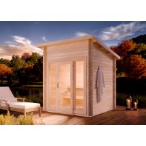 Saunahaus Lizzy Xxs Gartensauna 2 Sitzbänke Aus Holz, Sauna Mit 40 Mm Wandstärke, Außensauna Mit Montagematerial - Finntherm