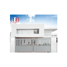 Portail Aluminium Battant Semi-ajouré En Kit Dimensions L.4000 (entre Piliers) X H.1300 Mm Couleurs Gris Clair (ral 7035)