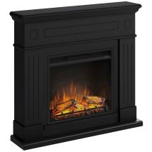 Tagu - Camino Elettrico Con Cornice In Legno Nero Larsen 1500w E Telecomando