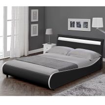 Led Polsterbett Valencia 180x200cm Schwarz Mit Weißer Kante [corium]