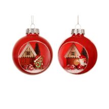 Pallina Di Natale Rossa Aperta - Fantasie Assortite - D. 8 Cm