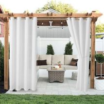 Waterproof, Blackout, Fade-resistant Outdoor Curtains For Porches, Gazebos, Patios, White, 1 Panel, 132137cm (w×l).