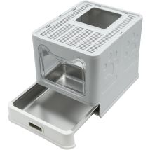 Lettiera Acciaio Inox Chiusa Per Gatti Toilette Per Gatti Con Cassetto Per Gatto Peso Inferiore A 5 Kg, Staccabile, Facile Da Pulire