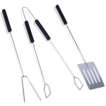 Bbq - The Ultimate Barbecue Set 3 Tools In Chrome Steel With Plastic Handles