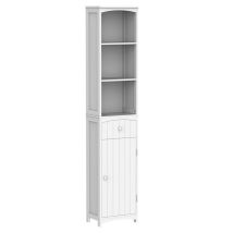 Maury's - Mobiletto A Colonna Mdf Salvaspazio Per Bagno 35x24x170 Cm Bianco