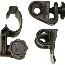 Helmhalterung Universal aus Kunststoff – 3-teilig – für UK 4AA Taschenlampe – 99 g – Klemme – Steckslot (30 mm)
