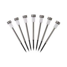 Progarden - Pack 7 Estacas Solar De Jardin. Acero Inoxidable. 1 Led Ip44 Ø5x36cm