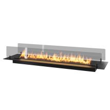 Sololed - Cheminée Bioéthanol Insert Black 1200 - Cheminée Fine Noire À Encastrer Ou Poser Avec 2 Panneaux Verre, Réservoir 3l - 120 Cm