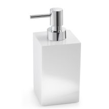 TACOSHOP – Seifenspender aus glänzend weißem Harz – 7,3 x 8,4 x 17,3 cm