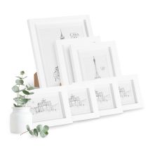 Casa Chic - Cadre Photo - Chalcot By Blumfeldt - Lot De 7 - 3 Tailles - Bois Véritable - Blanc