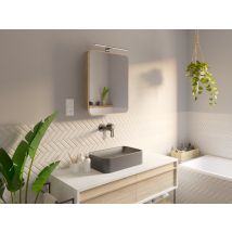 Armoire Miroir Avec Led, Armoire De Salle De Bain, Éclairage Led, Chêne De Sonoma, Miroir Avec Étagères