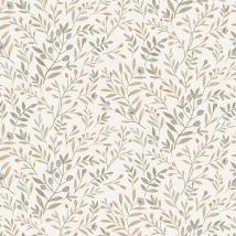 Vliestapete - Inia - Weiß Beige Gold Bäume Blätter Grandeco - A78802