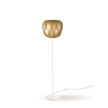 Stehlampe mit Fuß und Stiel aus goldfarbenem Metall – Durchmesser 42 cm – Höhe 172 cm – 1x MAX 30W E27 – Transparentes Kabel