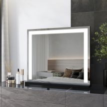 Heilmetz - Hollywood Vanity Mirror, Dressing Table Mirror With Lights, Tabletop Vanity Mirror With Touchscreen 3 Color Lighting Modes, Adjust 