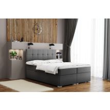 Boxspringbett Mit Matratze Und Bettkasten, Schlafbett Lindt Stoff Velvet Grau 180x200 Cm