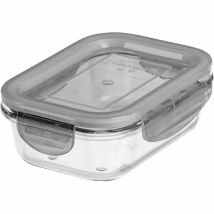 GASTROMAX Glas-Frischhaltedose 0,25 l – Hitzebeständig von -40 °C bis +450 °C – Luftdichter Deckel – Rechteckig – Transparent