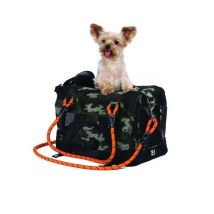 Borsa Da Trasporto - M Pets - Remix 2 In 1 Camouflage & Arancione - 41 X 28 X 28 Cm - Pieghevole - Leggera - Cintura A Tracolla