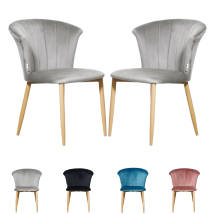 Life Interiors - Juego De 2 Sillas De Comedor Elsa De Terciopelo - Sillas De Comedor Modernas Tapizadas Con Patas De Madera - Gris