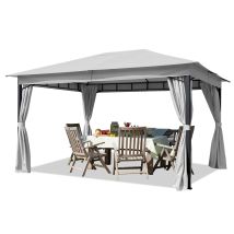 Carpasol - Toolport Cenador De Jardín 3x4 M Aprox. 180g/m² Lona De Techo Pabellón Impermeable 4 Lados Carpa De Fiesta Gris