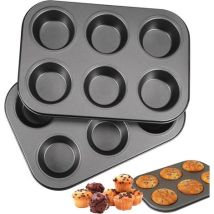 Lntyq 2 Pièces Moules Muffins,26,5 X 18,5 Cm Moule A Muffin,anti-adhésif Moule Muffin,acier Au Carbone Plaque À, Muffins,réutilisables Moule À Muffin,