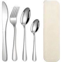 Ensemble De Couverts Avec Couteau, Fourchette Et Cuillère, En Acier Inoxydable Poli Miroir, Compatible Lave-vaisselle