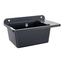 Zelvo Compact Kunststoff - Ausgussbecken Schwarzer Granit Waschbecken Waschtrog Spülbecken 505 X 345