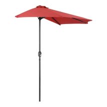 Garden Deluxe Collection - Mezzaluna Umbrella 3 Mètres Jardin Mural Extérieur Avec Pôle Central En Aluminium De La Demi-lune Darkred - Darkred