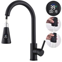 Miscelatore Cucina Led Con Indicatore Temperatura, Doccetta Estraibile, Alta Pressione, 2 Getti, Acciaio Inox, Facile Installazione, Rubinetto Lavello