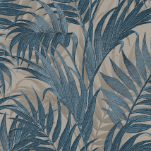 Design Id - Tropical Palm Leaf Blue Teal Wallpaper Textured Paste The Wall Vinyl