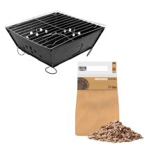 Monster Shop – Portable BBQ with Oak Wood Chips – Lightweight, Foldable Design – Ideal for Camping, Festivals, Outdoor Cooking