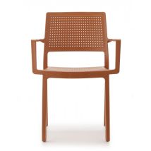 Poltrone EMI Pieghevoli - Set di 4 - Colore Terracotta - Tecnopolimero Riciclabile - Design Impilabile