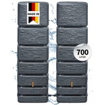 4rain Slim Stone Decor Wandtank-set 700 Liter Graphite Grey, 2 X Slim 350 L Inkl. Verbindungsset
