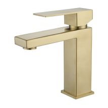 Miscelatore Monoforo Per Lavabo In Acciaio Inox, Finitura Ottone Spazzolato E Oro