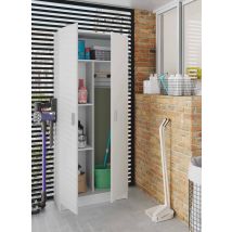 Habitdesign - Mehrzweck-schrank Charleston, Besenschrank Mit 2 Türen, Schuhregal Mit Regalen, Besenkammer, Cm 73x37h180, Weiß
