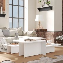 2er Set Couchtische Wohnzimmertische Sofatische Weiß 111,5x50x33 Cm Holzwerkstoff De35590