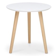 Abitare - Couchtisch Mit Einem Durchmesser Von 32 Cm In Mattweiß Mit Beinen Aus Kiefernholz - Etna