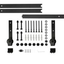 Jeobest - Skecten 8ft/2.44m Herraje Para Puerta Corredera, Puertas Corredera Carril, Puerta Simple, Negro (mejorar)