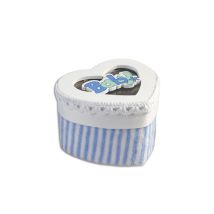 Trade Shop Traesio - 12 Scatolina Porta Confetti A Forma Di Cuore Bomboniera Nascita Bimbo Azzurro -