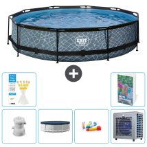 Exit-toys Piscina Exit Redonda - Efecto Piedra - 360x76 Cm - 7-piezas S187