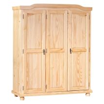 Kleiderschrank Mit Drei Flügeltüren In Kiefer Massiv, Farbe Eiche, 150 X 180 X 56 Cm.